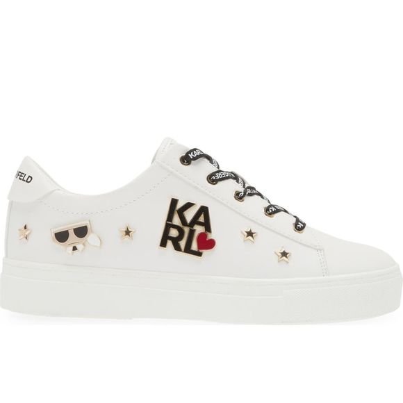 Karl Lagerfeld White Sneakers with Gold Accents - Picture 3 of 6